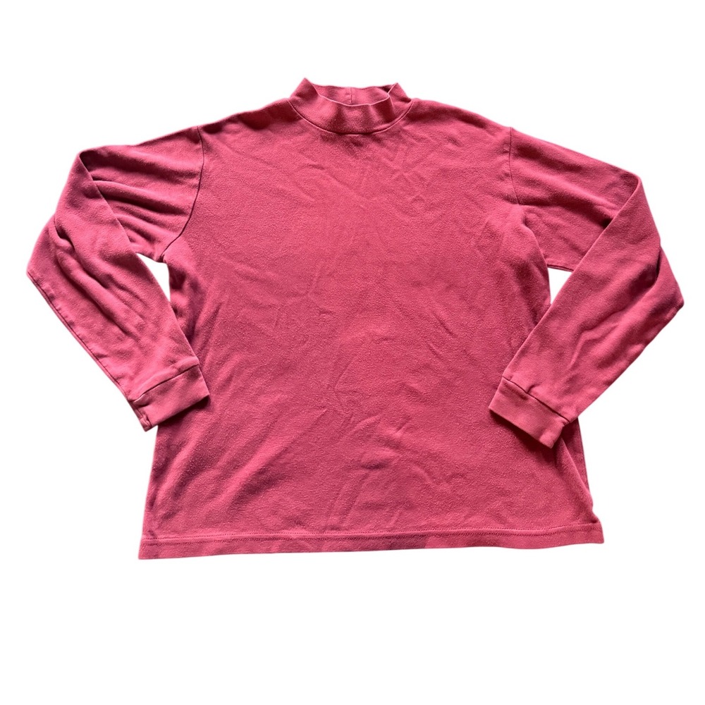 Woolrich Womens Berry Pink Mock Neck Long Sleeve 100% Cotton Top Size S 8162